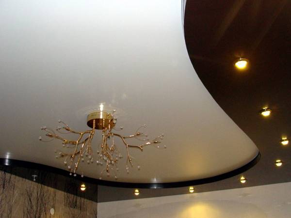 Современные потолки из гипсокартона, фото: для гостиной, двухуровневые - фото