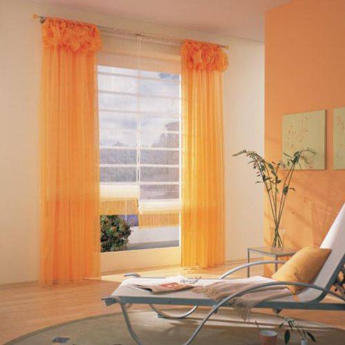 Оранжевые шторы в интерьере: 30 вариантов оформления комнат - фото